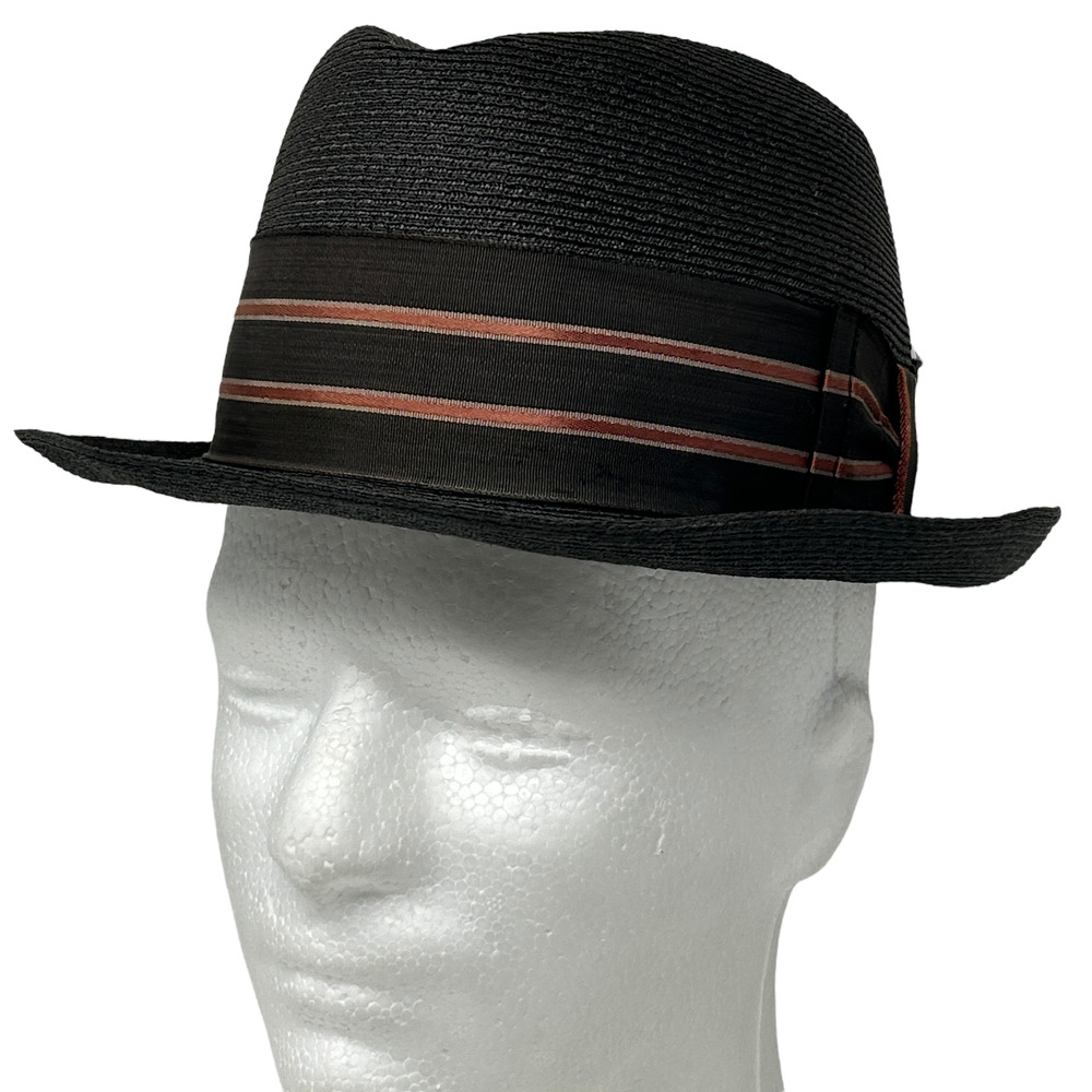 Vintage Dobbs Straw Fedora Hat Mens Size 6 1/2 Brown Ribbon Bow Hagedorn & Co